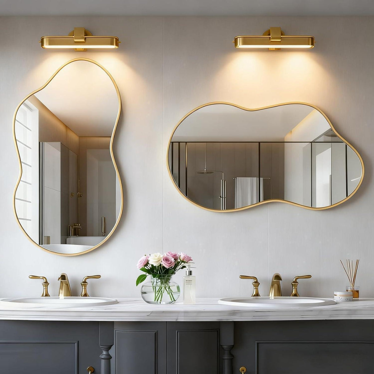 Asymmetrischer Wandspiegel Wolke Gold 67x115cm Modern