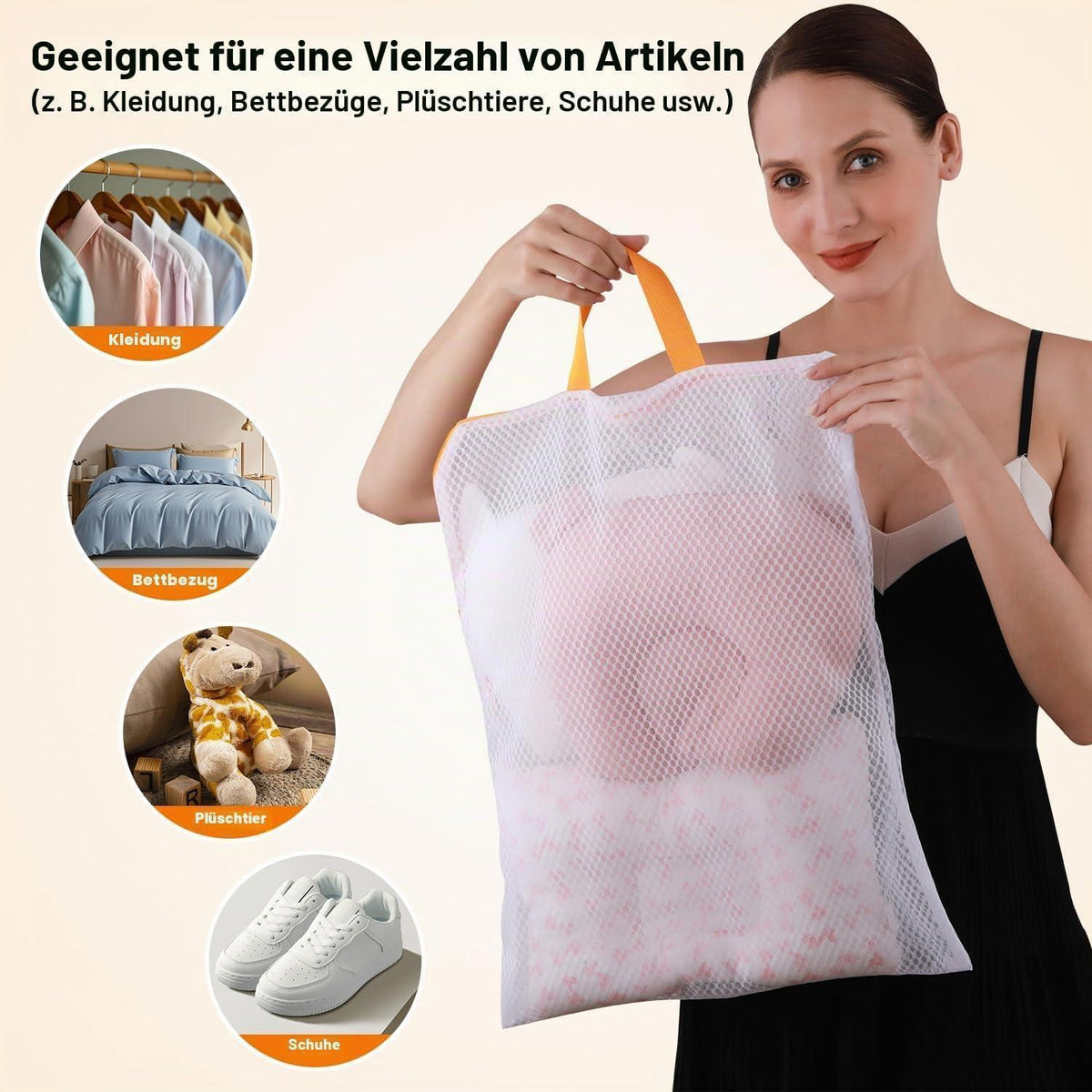 Wäschesack Netz für Waschmaschine – 1L + 2M Orange
