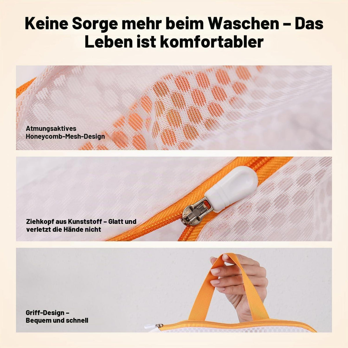 Wäschesack Netz für Waschmaschine – 1L + 2M Orange