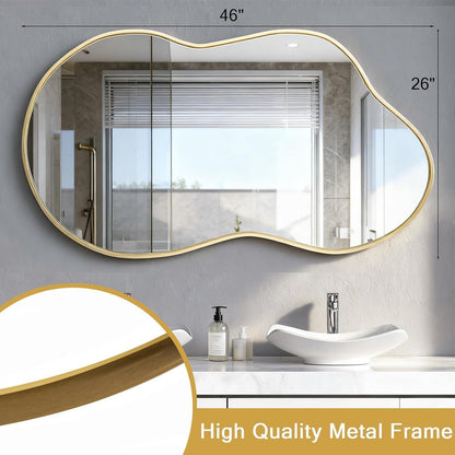 Asymmetrischer Wandspiegel Gold 50x90cm – Moderner Badezimmer Spiegel