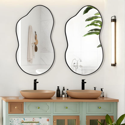 Asymmetrischer Wandspiegel 50x90cm – Moderner Badezimmerspiegel Schwarz