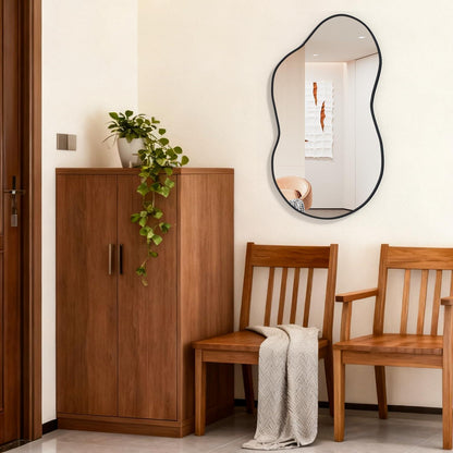 Asymmetrischer Wandspiegel 50x90cm – Moderner Badezimmerspiegel Schwarz