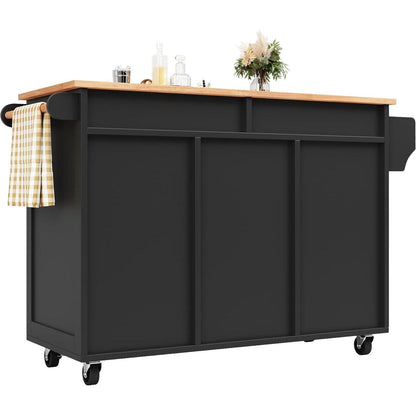 Kücheninsel mit Stauraum & Rollen – Schwarz 102x45x92cm