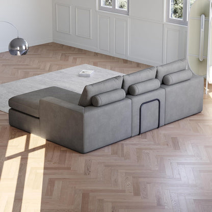 Modernes L-förmiges Cord Sofa | Ecksofa 3-Sitzer mit verstellbarer Liege