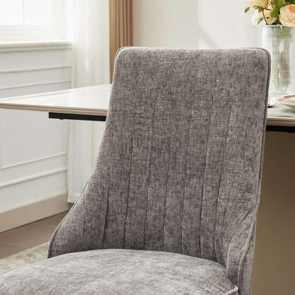 Esszimmerstühle 6er Set Grau mit Edelstahlbeinen & Chenille-Stoff