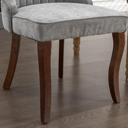Esszimmerstühle 6er Set Grau – Massivholz Beine & Chenille-Stoff