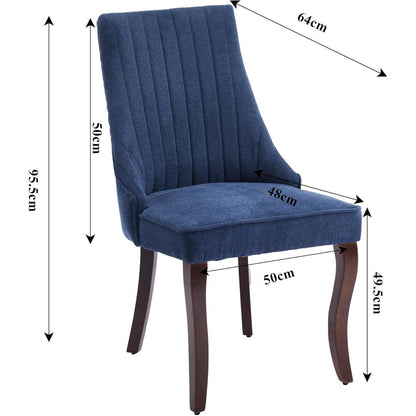 Esszimmerstühle 4er Set Blau – Bequemer Chenille-Stoff & Massivholz