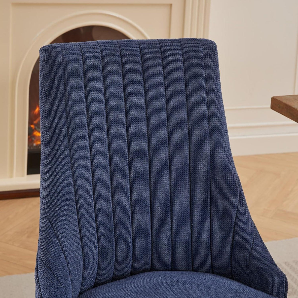 Esszimmerstühle 4er Set Blau – Bequemer Chenille-Stoff & Massivholz