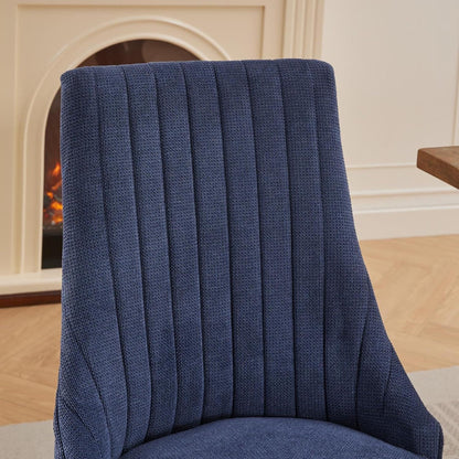 Esszimmerstühle 4er Set Blau – Bequemer Chenille-Stoff & Massivholz