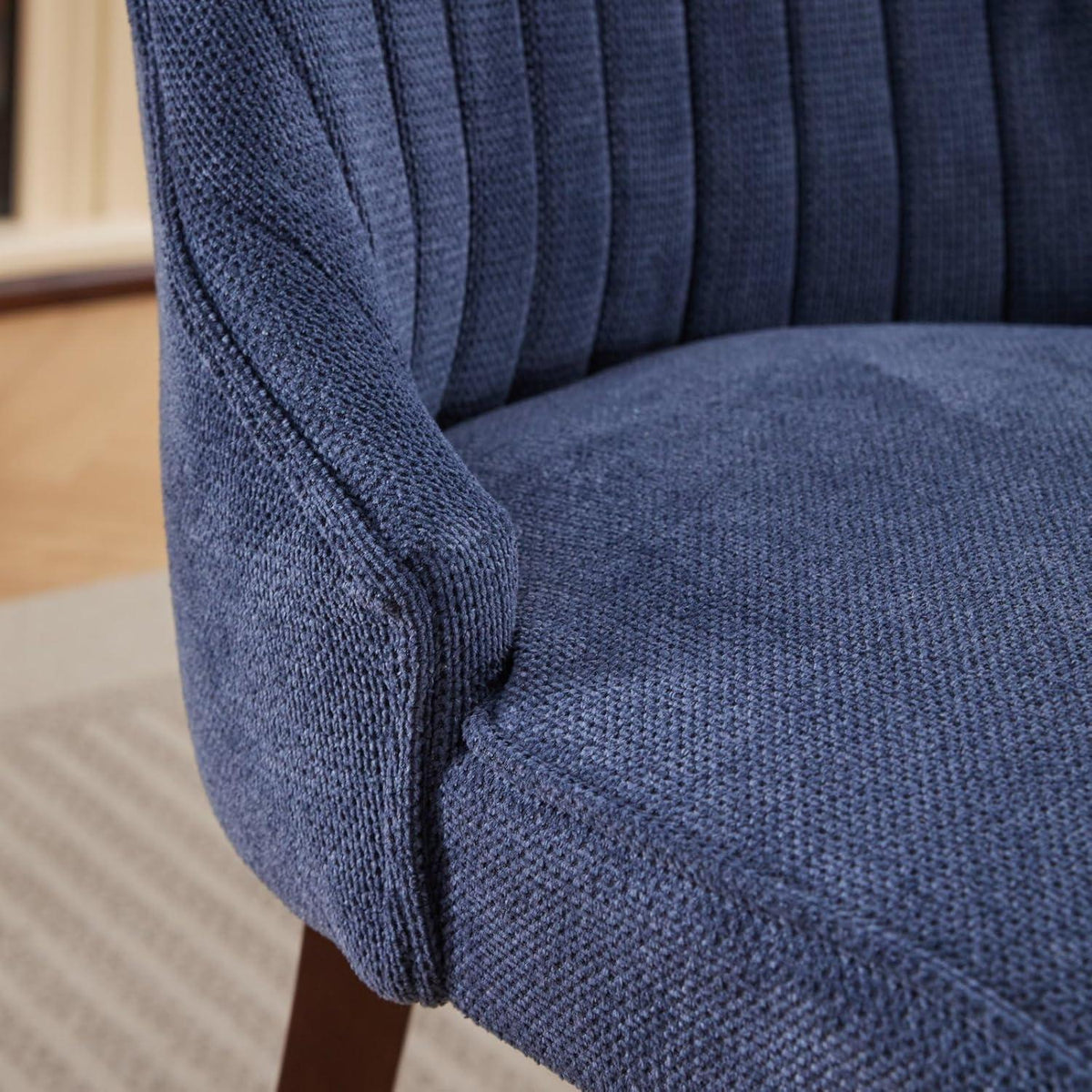 Esszimmerstühle 4er Set Blau – Bequemer Chenille-Stoff & Massivholz