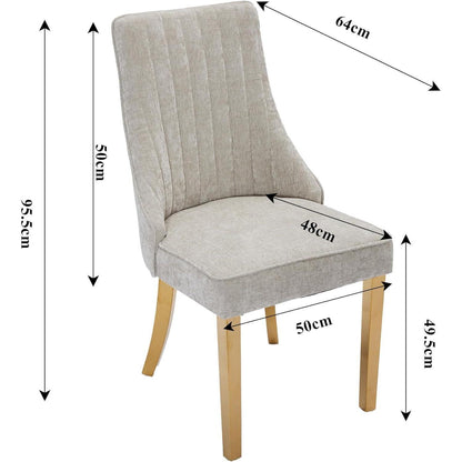 Esszimmerstühle 4er Set Beige, Chenille & Edelstahlbeine
