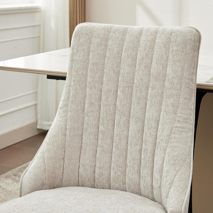 Esszimmerstühle 4er Set Beige, Chenille & Edelstahlbeine
