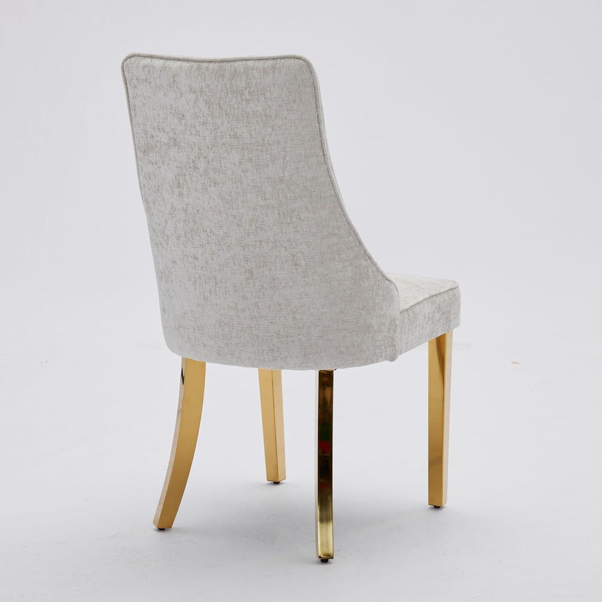Esszimmerstühle 4er Set Beige, Chenille & Edelstahlbeine