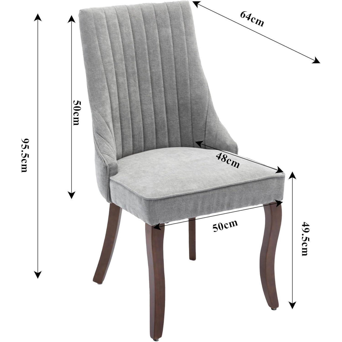 Esszimmerstühle 2er Set Grau – Bequemer Chenille-Stoff & Massivholz