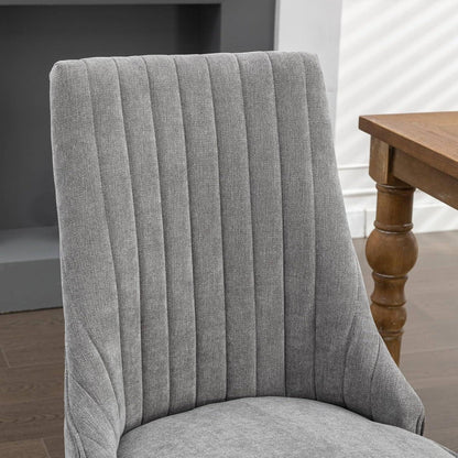Esszimmerstühle 2er Set Grau – Bequemer Chenille-Stoff & Massivholz