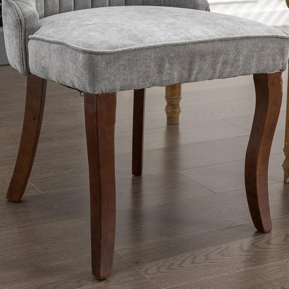 Esszimmerstühle 2er Set Grau – Bequemer Chenille-Stoff & Massivholz