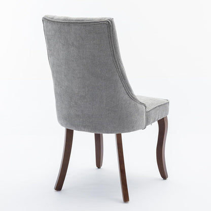 Esszimmerstühle 2er Set Grau – Bequemer Chenille-Stoff & Massivholz