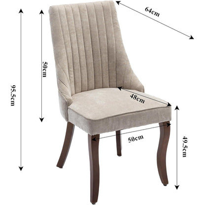 Esszimmerstühle 4er Set, Beige – Massivholz & Chenille