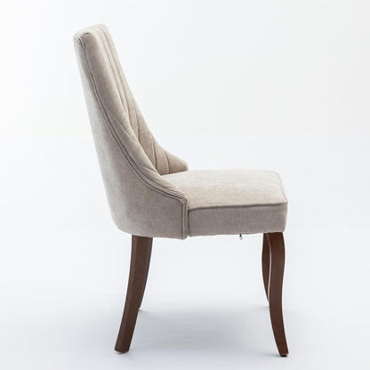 Esszimmerstühle 4er Set, Beige – Massivholz & Chenille