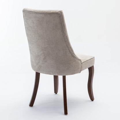 Esszimmerstühle 4er Set, Beige – Massivholz & Chenille