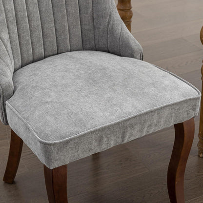 Esszimmerstühle 4er Set Grau – Bequeme Chenille-Stühle mit Holzbeinen