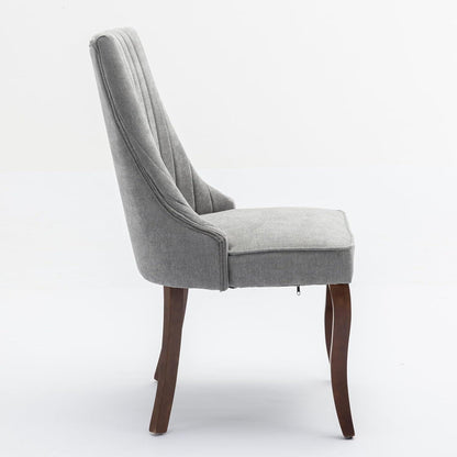 Esszimmerstühle 4er Set Grau – Bequeme Chenille-Stühle mit Holzbeinen