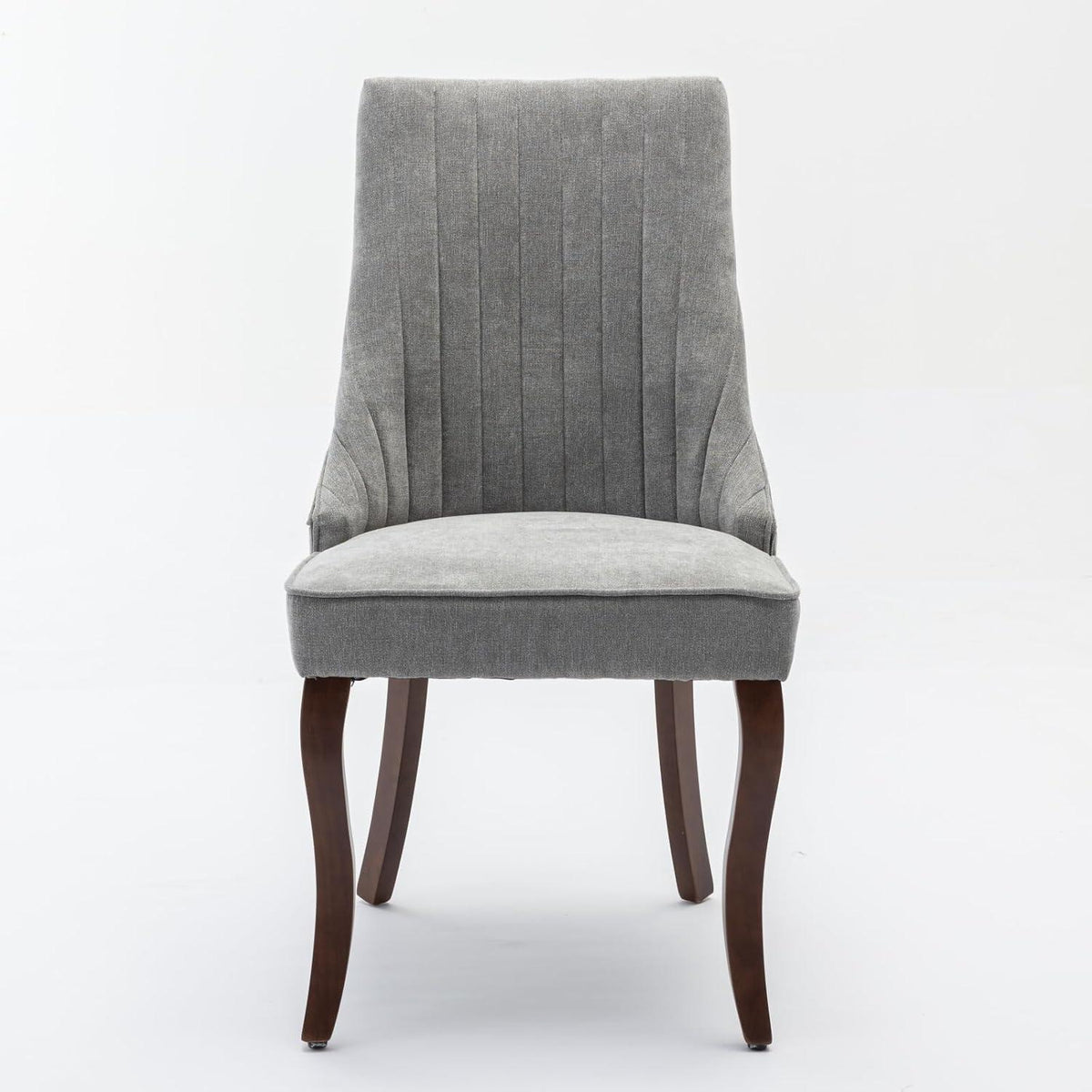 Esszimmerstühle 4er Set Grau – Bequeme Chenille-Stühle mit Holzbeinen
