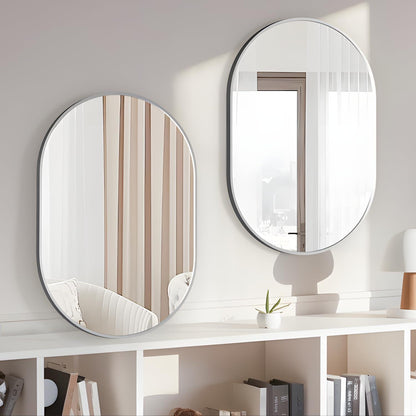 Ovaler Badezimmerspiegel 60x90cm mit Silberrahmen – Modern & Wandmontage