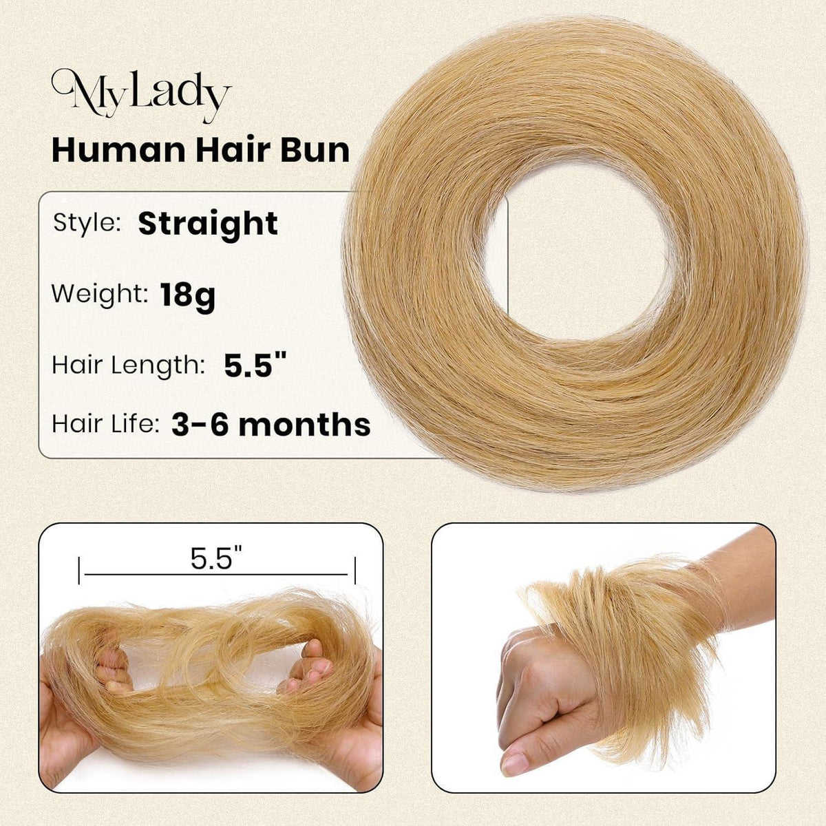 Echthaar Dutt Haarteil Blond 24g – Volumiger Zopf