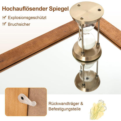 Rechteckiger Wandspiegel Holzrahmen 100x66cm – Rustikal & Dekorativ