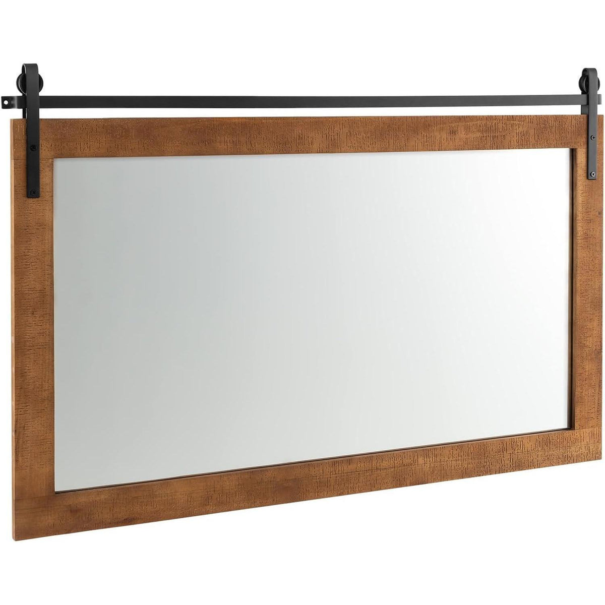 Rechteckiger Wandspiegel Holzrahmen 100x66cm – Rustikal & Dekorativ