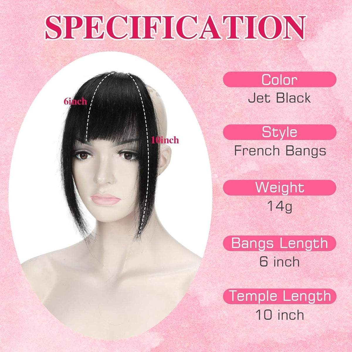 Clip in Pony Echthaar Schwarz – Französischer Pony für natürlichen Look