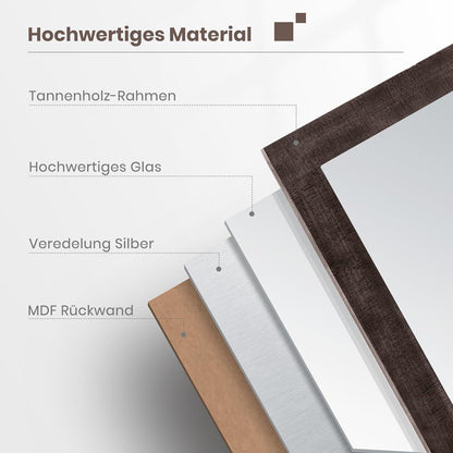 Rechteckiger Wandspiegel Holzrahmen 100x66 cm - Rustikal & Dekorativ