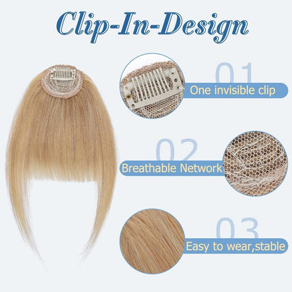 Clip in Pony Echthaar Dunkelblond – Ordentlicher Gerader Pony