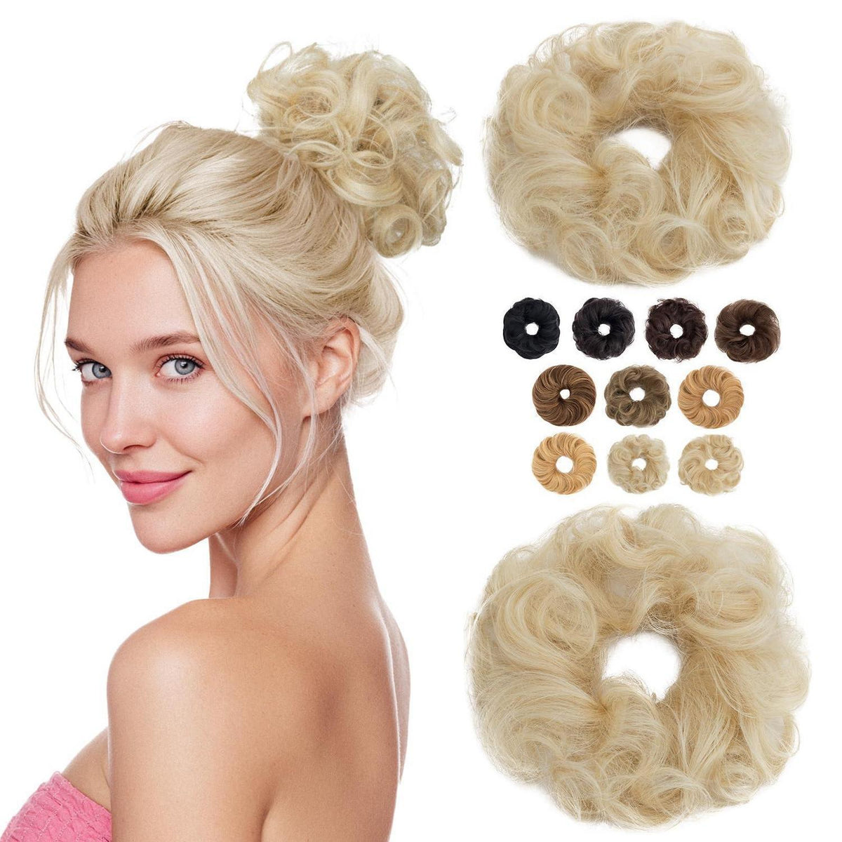 Echthaar Dutt Haarteil mit Gummiband – Platinblond