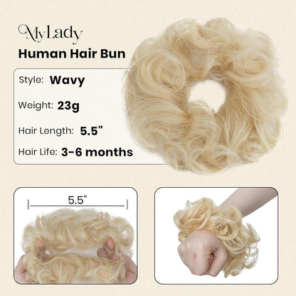 Echthaar Dutt Haarteil mit Gummiband – Platinblond