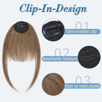 Clip in Pony Echthaar Hellbraun – Ordentlicher Gerader Pony