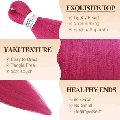 Neonrosa Pre Stretched Braiding Haare – 8er Pack für Cosplay & Party