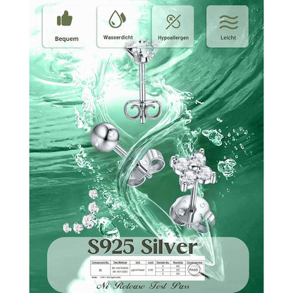 Silber Ohrstecker Set Damen 925 mit Zirkonia