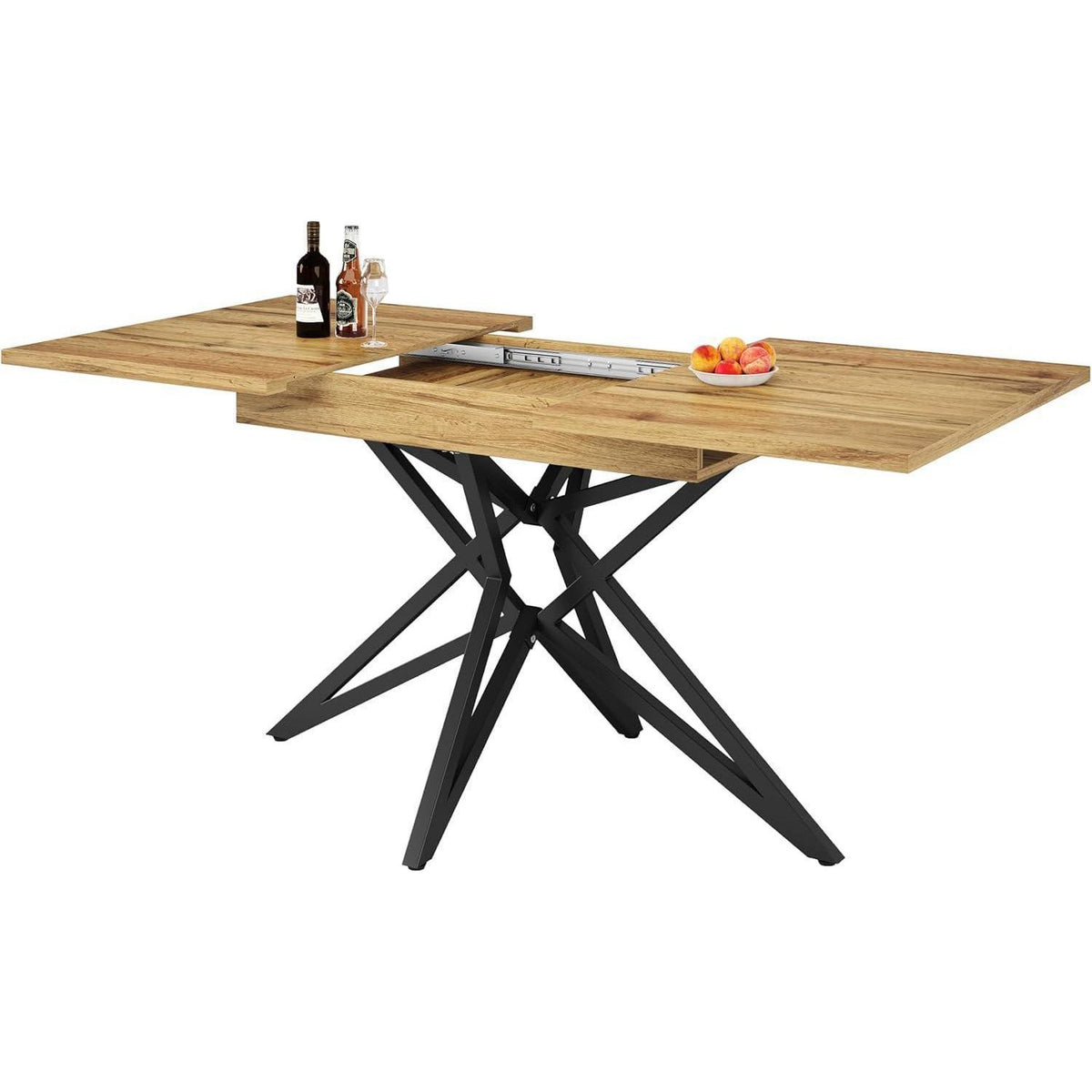 Ausziehbarer Esstisch Sternförmig Schwarz-Walnuss 120-160x80 cm
