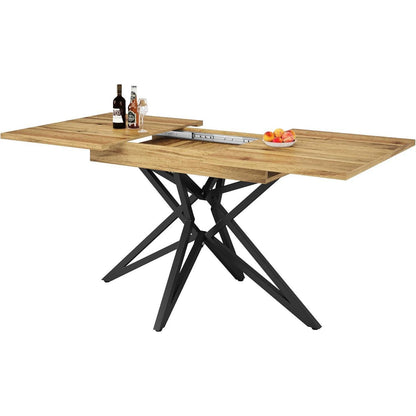 Ausziehbarer Esstisch Sternförmig Schwarz-Walnuss 120-160x80 cm
