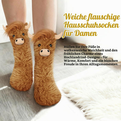 Highland Cow Kuschelsocken Damen – Flauschig & Charmant