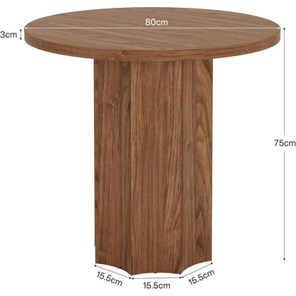 Runder Esstisch für 2 Personen | 80cm Küchentisch Holzfuß Rustic Braun