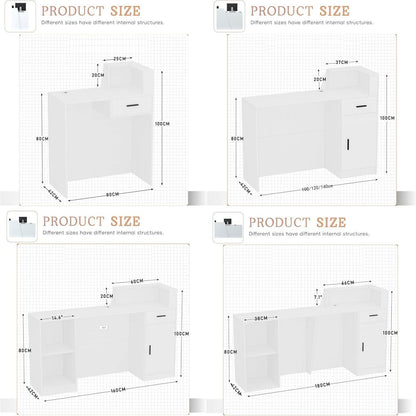 Empfangstheke mit Schublade – Weiß & Weiß, 230cm