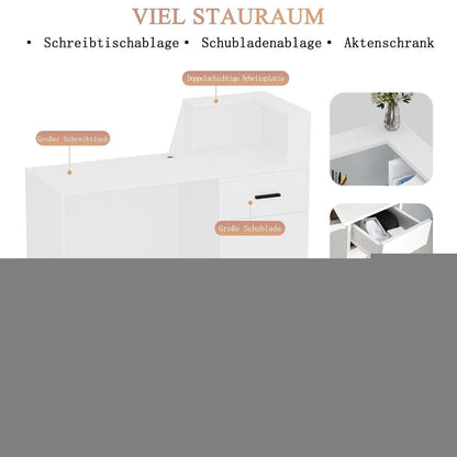 Empfangstheke mit Schublade – Weiß & Hellbraun, 110cm