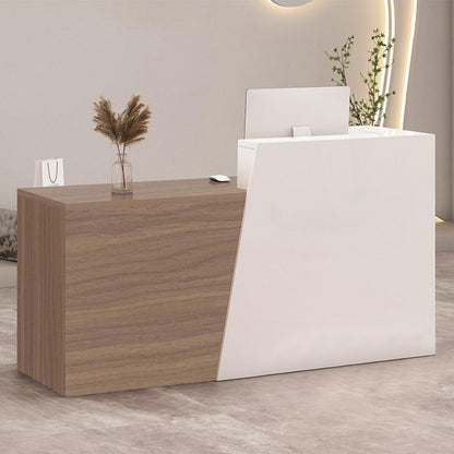 Empfangstheke mit Schublade – Weiß & Hellbraun, 110cm