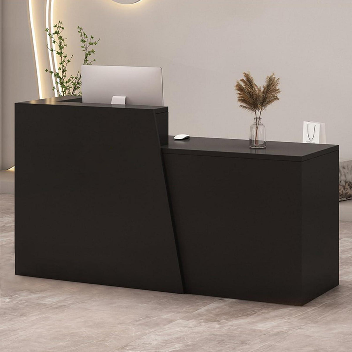 Empfangstheke mit Schublade – Schwarz & Schwarz, 240cm