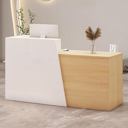 Empfangstheke mit Schublade – Weiß & Holz, 200cm