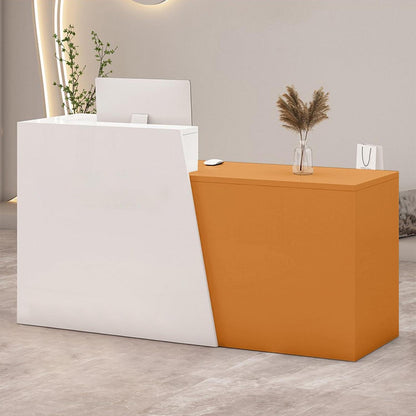 Empfangstheke mit Schublade – Weiß & Orange, 200cm