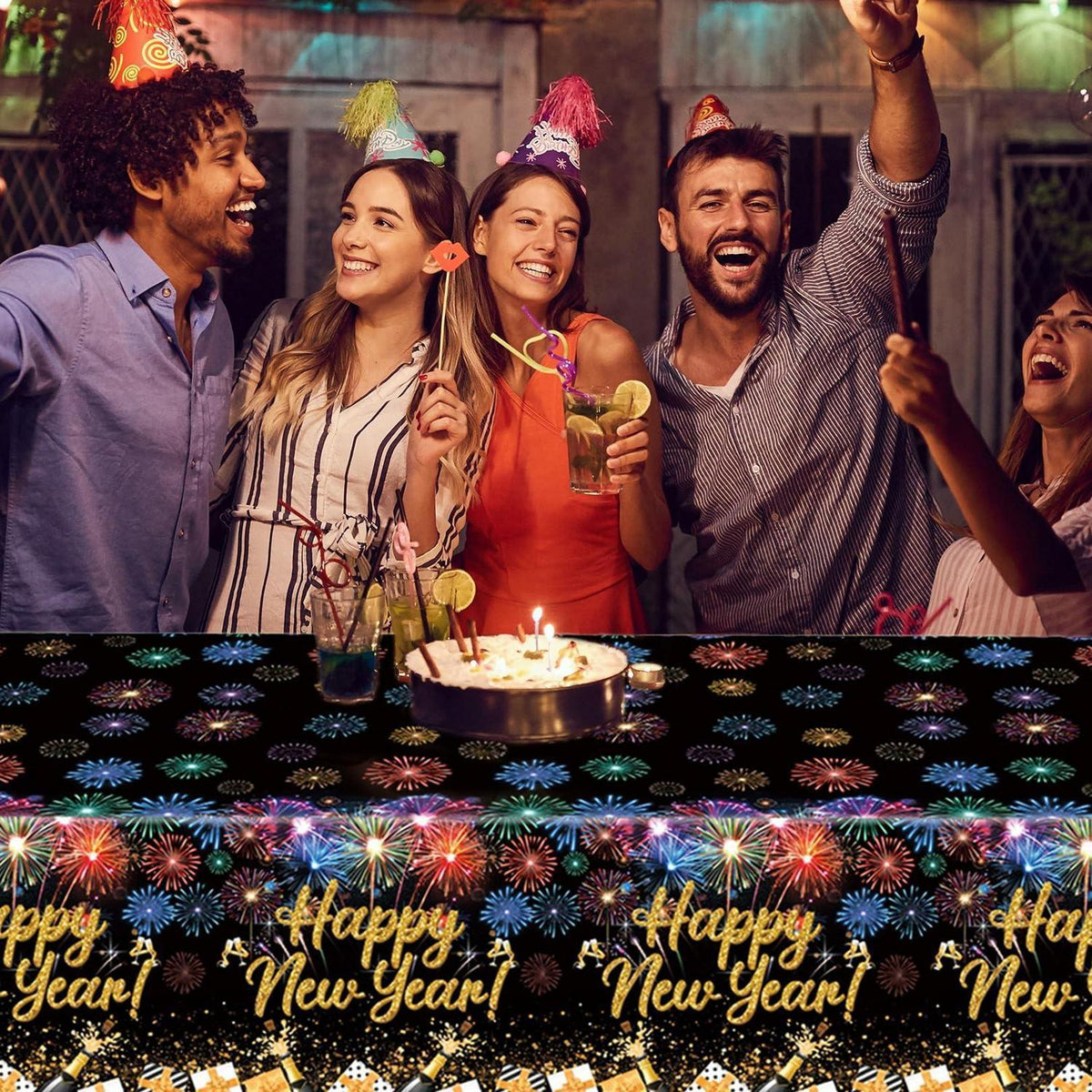 Silvester Tischdecke Happy New Year Deko 2027 – 137x274 cm